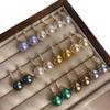 Pendientes Simples de Perla Shijia Diamante de Alto Carbono Pendientes de Diseño Nicho de Lujo Ligero Blanco Frío Imitación Blanco Australiano Verde Pavo Real de Tahití