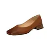 Zapatos de mujer de tacón bajo 2024 primavera nuevo estilo simple retro francés punta cuadrada suave tacón grueso zapatos de mujer