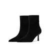 Novedad Moda Casual Primavera/Verano 2026 Zapatos de Mujer Estilo Francés Punta Fina Gamuza Tacón Alto Botas Martin para Mujer Transfronterizo