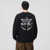 Camiseta de Manga Larga con Cuello Redondo de Peso Pesado para Hombre, Marca de Moda Estilo Americano, Diseño Versátil con Estampados Interesantes, Sudadera Casual Holgada