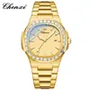 Reloj para Hombre Chenxi Simple Moda Negocios Cuarzo Correa de Acero Luminoso Resistente al Agua Calendario con Diamantes Fabricante Venta al por Mayor