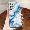 Funda de teléfono de capa única ultradelgada estilo nacional azul y dorado marmoleado fluido Galaxia S26, funda protectora de cobertura total S24+