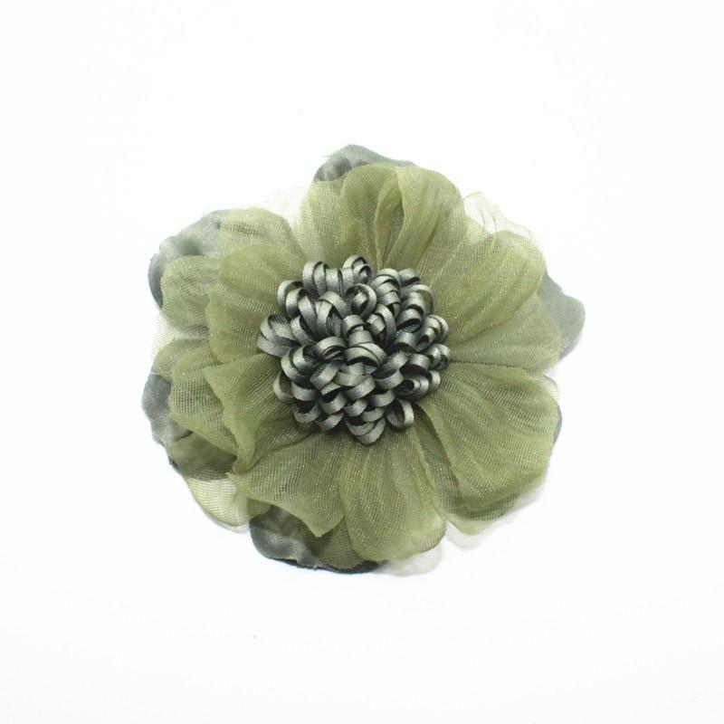六角雪纺带芯花军绿