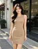 Estilo europeo y americano de deseo puro transfronterizo, elegante y sexy vestido de punto ajustado, maduro y sofisticado, vestido bodycon ajustado de alta gama
