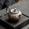 Tetera de gres vintage hecha a mano, tetera individual de cerámica para el hogar, estilo japonés, juego de té de kung fu de cerámica con esmaltado oxidado, tetera personalizada