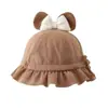 Novo Chapéu de Pescador Estilo Japonês para Bebê com Laço Super Fofo, Chapéu de Sol para Meninas para Uso Externo no Outono, Chapéu de Bebê para Exportação