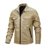 Nueva chaqueta de cuero para hombre para otoño e invierno, chaqueta de cuero de trabajo, abrigo casual, ropa masculina moderna estilo coreano, elegante, forrada de polar y engrosada