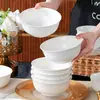 Juego completo de vajilla para el hogar, cuencos y platos de cerámica aptos para alimentos, cuencos de porcelana blanca, cuencos para arroz, envío transfronterizo, venta al por mayor, directo de fábrica