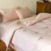 Novo Estilo 2025 Algodão Puro Cor Pura Escovado Bordado Cadarço Conjunto de Quatro Peças - Letra Gardênia Cama 1,2m Lençóis de Cama