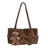 Bolsa de Ombro Único Yue Zi Estilo Coreano 2026 Nova Coleção Início do Outono Bolsa Tote Grande Capacidade Estilosa Bolsa de Mão com Patchwork de Cinto