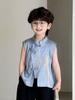 Traje para Niños 2025 Verano Nuevo Cuello Alto Top Bordado Kirin Estilo Chino Moderno Estilo Nacional Infantil Una Pieza Dropshipping