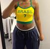 Verão Curto Americano Sexy Camiseta de Manga Curta Y2K Decote Redondo Pulôver Roupas para Usar por Baixo Roupas Bordadas Femininas