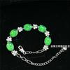 Pulseira de calcedônia verde gelo natural banhada a prata com incrustação de ágata verde imperador pulseira de jade joia de cristal da moda para mulheres