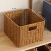 Cesta de almacenamiento de armario nórdico, caja de almacenamiento tejida, cesta organizadora simple para sala de estar, tejido de imitación de ratán