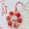 Pulsera de flor de bodhi Myrica rubra flotante para mujer, cordón para teléfono móvil de garra de gato, cadena para teléfono móvil de pareja, colgante de coche exquisito, cuentas de Buda, texto, juego