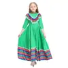 Vestido Longo Grande de Balanço para Meninas Mexicanas Fantasia de Dança Étnica Fantasia para Festa Show Jogo Atacado