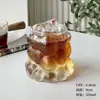 Copa de uva de vidrio de borosilicato alto con asa, taza de agua transparente con patrón de uva estilo ins simple, taza para desayuno, leche, café