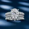 Anillo de Moissanita para Mujer, Plata de Ley 925, Montura de Grupo de una Sola Fila, Anillo Cola de Corona, Apilable, Moderno, Anillo Abierto Simple