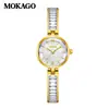 Mokago Pulsera de Reloj de Comercio Exterior Tipo Redondo Diamante Madreperla Cuarzo Reloj para Mujer Aspecto de Alta Gama para Viajes Cotidianos Resistente al Agua