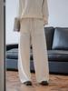 Pantalones casuales de cintura alta con textura simple y holgados de Lou Fu para otoño, pantalones elásticos de pierna ancha para mujer