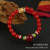 Pulseira de Contas Redondas com Mantra de Seis Caracteres em Ágata Calcedônia para Mulheres, Aro Único, Contas de 8mm, Pulseira de Cinco Elementos e Seis Caracteres, Fornecimento para Presente