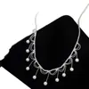 Collar de Borla Blanco Plateado, Encaje Francés, Exquisito y Versátil, Estilo de Nicho, Cadena para Clavícula Fresca y Discreta para Mujer