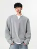 Sudadera con cuello en V de dos piezas falsas de gofre americano para hombre, nueva tendencia de diseño en capas para Primavera y Otoño 2025