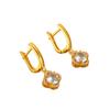 Aretes Clásicos de Moda de Rubí y Zirconia Trébol de Cuatro Hojas de la Suerte Aretes de Flor Eterna Hebilla para la Oreja Temperamento Joyería para la Oreja al Mayoreo
