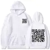 Sudadera con capucha de código QR divertida Broma Sudadera gruesa de invierno divertida