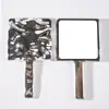 Espejo de mano con textura de onda de agua irregular, espejo de maquillaje con mango texturizado tipo nube de lujo ligero, stock de fábrica disponible para personalización