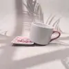 Caneca de Café de Cerâmica Estilo Nórdico 230ml 7oz, Cor Sólida, Vários Estilos, Alça Multicor, Caneca de Cerâmica Personalizável