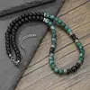 Collar para Hombre Hecho a Mano con Piedras Naturales Nuevas y Cuentas, Estilo Punk de Personalidad de una Sola Capa Europeo y Americano, Collar de Acero Inoxidable para Hombre