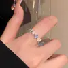 Anillo de Mariposa Estilo Bosque Temperamento Dulce Microincrustado Zirconia Azul Lujo Ligero Nicho Sensación de Alta Gama Anillo para Dedo Índice Anillo Abierto