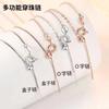 Collar de plata esterlina S925, cadena universal tipo caja, cadena tipo O, collar de cadena de cuentas para mujer, cadena de clavícula ajustable DIY con aguja.
