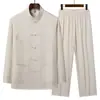 Traje Tang Bordado Estilo Chino de Verano para Hombres, de Mediana Edad y Mayores, Atuendo de Papá, Ropa de Abuelo, Traje Casual de Manga Larga, Hanfu