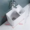 Fregadero de balcón para mopa con reposapiés, lavabo para fregar mopas, lavabo con desagüe lateral y cesta escurridora, drenaje automático, cerámica