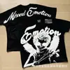 Camiseta Unisex de Marca de Moda Transfronteriza Estilo Americano Mezcla de Ángel High Street Pedrería Vintage Holgada Manga Corta Estampado Integral