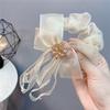 C034 Acessório de Cabeça de Luxo Acessível Transfronteiriço Flor de Cristal Champanhe Renda Laço Amarrador de Cabelo Tassel de Streamer Longo Acessório de Cabeça Popular