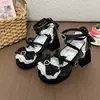 Zapatos de tacón alto con lazo, dulces y lindos zapatos Mary Jane Lolita de punta redonda, encaje AOL girl Lolita, pompón