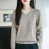 Suéter de punto de punto para mujer, nuevo para Otoño 2026, de importación transfronteriza, suéter básico de manga larga con cuello en V, estilo coreano, venta al por mayor transfronteriza