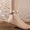 Diversión de Verano Océano Playa Viento Conjunto de Múltiples Piezas Cuerda para el Pie Tejida de Conchas Arcilla Suave Coco Árbol Amor Pez Cerámico Cadena para el Pie