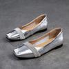 Jiezu 2025 Verano Nuevo Estilo Zapatos Planos Bajos con Pedrería para Mujer Cómodos de Piel de Vaca de Primera Capa Versátiles de Moda