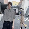 Camisa de Manga Curta para Homem, Design de Marca Tendência de Verão, Top Casual Listrado, Camisa Tendência Legal de Estilo Solto
