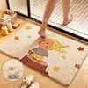 Alfombra de Piso Estilo Dibujos Animados de Cachemira Sintética para Decoración de Baño de Casa, Inodoro, Amigable con la Piel, Antideslizante, Absorbente de Agua, Resistente al Desgaste, Fácil de Cuidar