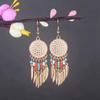 Aretes Turquesa Bohemios Europeos y Americanos Retro Búho Geométricos Atrapasueños Pluma Borla Aretes Mujeres