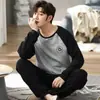 Pijamas para Hombre, Primavera y Otoño, Manga Larga, Sencillo, Talla Grande, Se Pueden Usar Afuera, Trajes de Cuatro Estaciones para Hombres Jóvenes, Trajes Finos para Estar en Casa