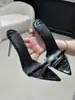 Mules de Tacón Alto con Punta Abierta para Mujer Chuyuji para Uso en Exteriores, Nuevo Modelo Verano 2026, Punta Fina, Tacón Delgado, Blanco Transparente, Elegantes y con Estilo