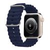 Para Apple Watch Apple watch1-10 Geração ultra Cabeça de Aço Inoxidável Pulseira de Silicone Marinho com Grão de Madeira