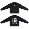Camiseta Unisex de Manga Larga Holgada con Estampado de Letras Lavada y Desgastada Estilo Hip-Hop de Calle de Moda Otoño para Pareja Transfronteriza