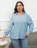 Blusas para Mujer Transfronterizas Europeas y Americanas Tallas Grandes Camisa de Punto con Cuello Polo Rayas en las Axilas Camisa Básica Camiseta Casual F929